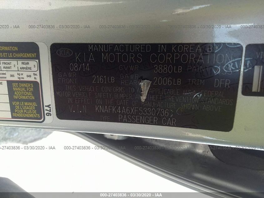 2015 KIA FORTE LX KNAFK4A6XF5330736
