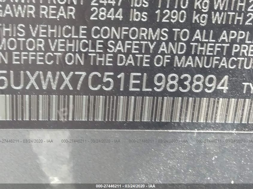 2014 BMW X3 XDRIVE35I 5UXWX7C51EL983894