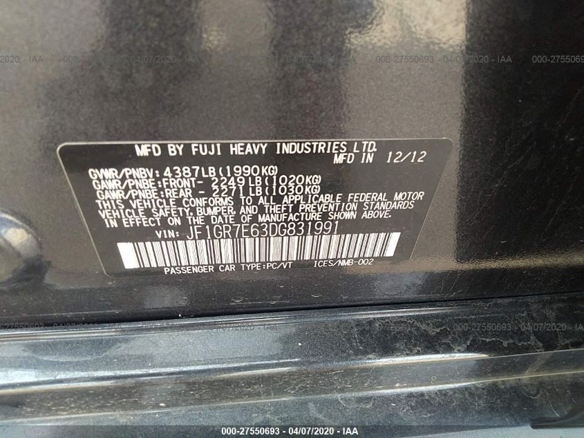 2013 SUBARU IMPREZA WAGON WRX WRX JF1GR7E63DG831991
