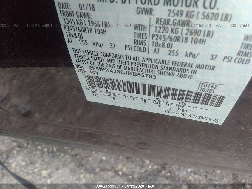 2018 FORD EDGE SEL 2FMPK4J80JBB55793