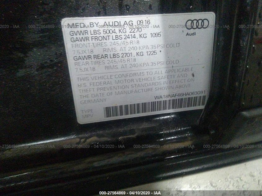 2017 AUDI ALLROAD PREMIUM PLUS WA18NAF46HA063091