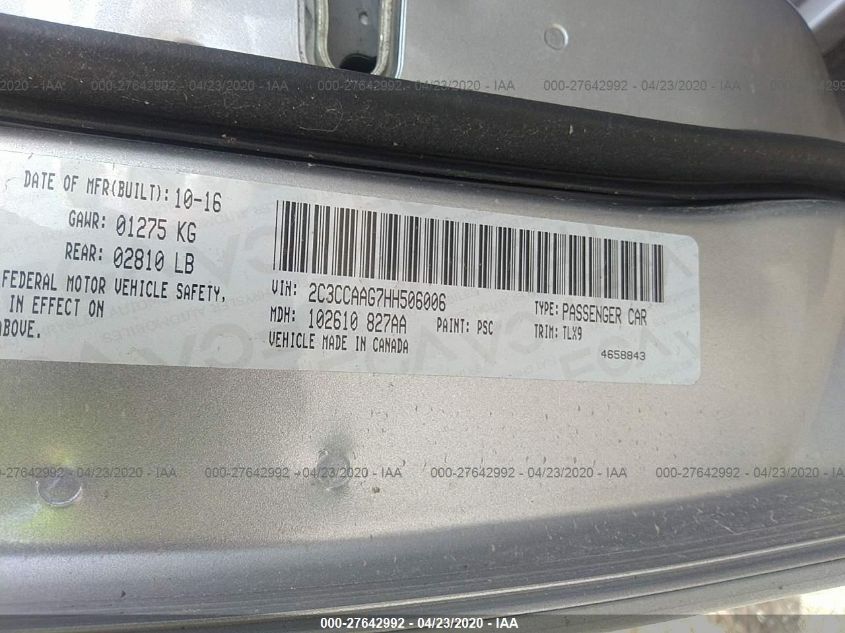 2017 CHRYSLER 300 LIMITED 2C3CCAAG7HH506006
