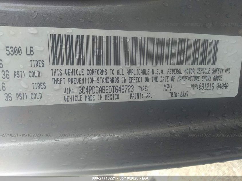 2013 DODGE JOURNEY AMERICAN VALUE PKG 3C4PDCAB6DT646723