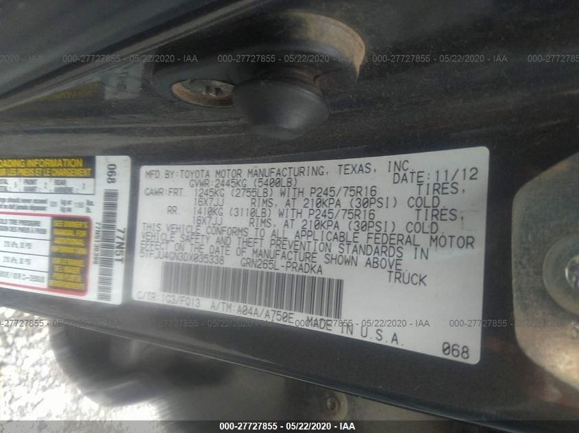 2013 TOYOTA TACOMA PRERUNNER 5TFJU4GN3DX035338