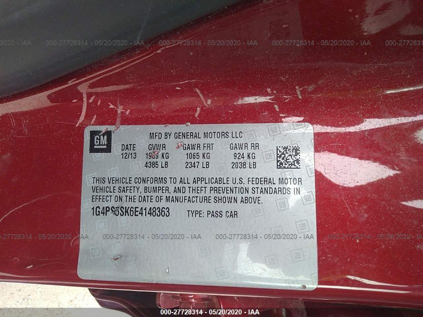 2014 BUICK VERANO LEATHER GROUP 1G4PS5SK6E4148363