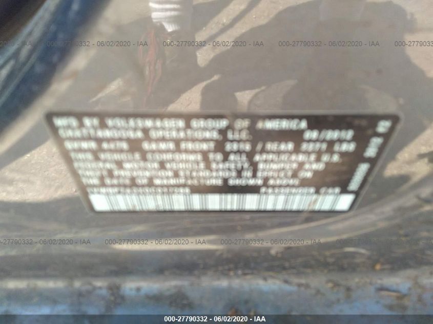 2013 VOLKSWAGEN PASSAT SE 1VWBP7A3XDC017265