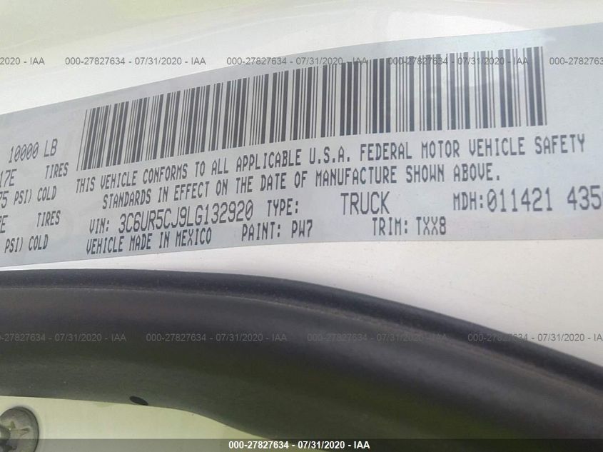 2020 RAM 2500 TRADESMAN 3C6UR5CJ9LG132920