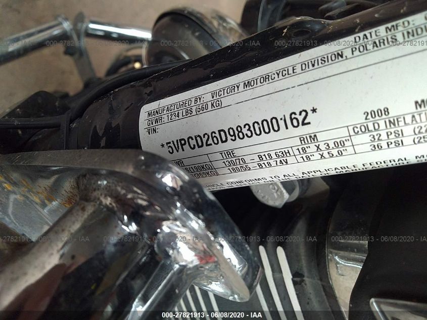 2008 VICTORY MOTORCYCLES KINGPIN 5VPCD26D983000162