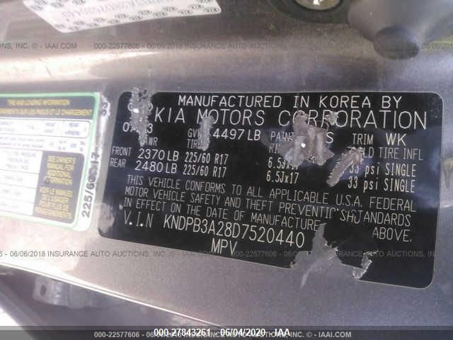 2013 KIA SPORTAGE LX KNDPB3A28D7520440