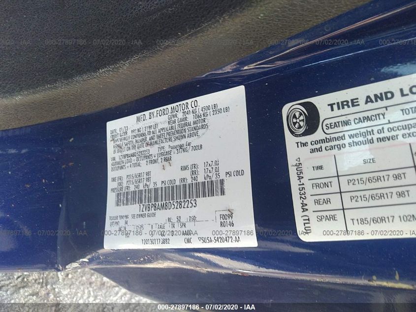 2013 FORD MUSTANG 1ZVBP8AM8D5282253