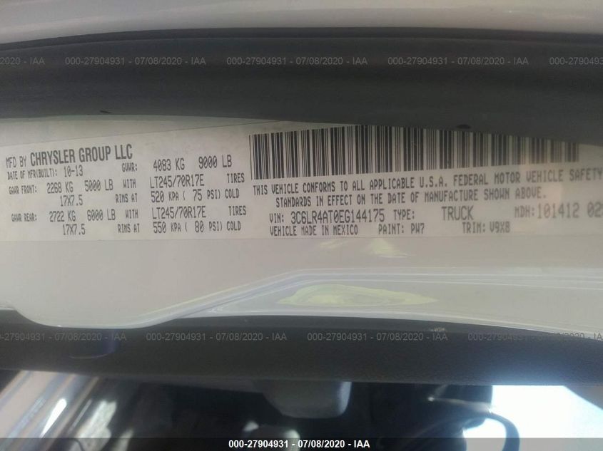 2014 RAM 2500 TRADESMAN 3C6LR4AT0EG144175