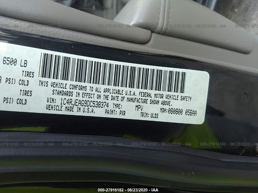 2013 JEEP GRAND CHEROKEE LAREDO 1C4RJEAG9DC538374