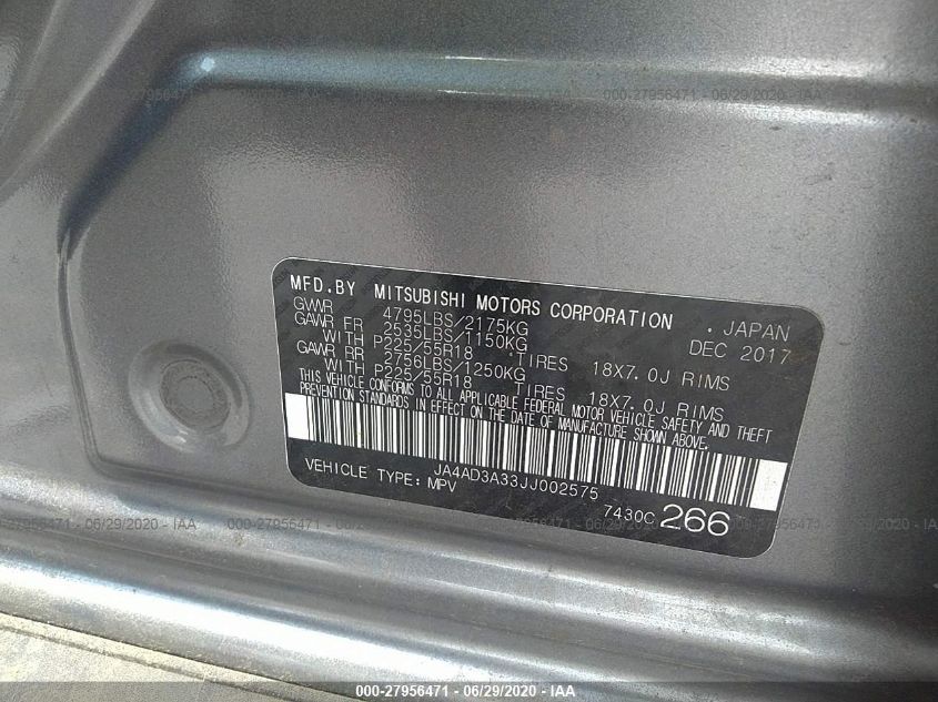 2018 MITSUBISHI OUTLANDER SE/SEL/LE JA4AD3A33JJ002575