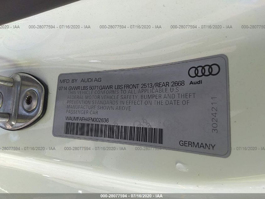 2015 AUDI A5 PREMIUM PLUS WAUMFAFH4FN002636