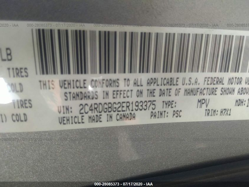 2014 DODGE GRAND CARAVAN AMERICAN VALUE PKG 2C4RDGBG2ER193375