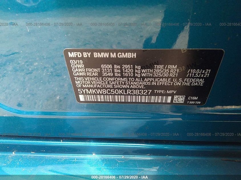 2019 BMW X6 M 5YMKW8C50KLR38327