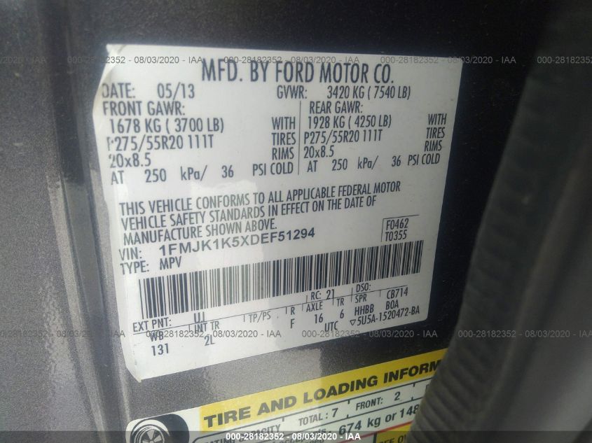 2013 FORD EXPEDITION EL LIMITED 1FMJK1K5XDEF51294