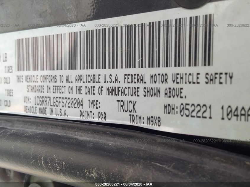 2015 RAM 1500 OUTDOORSMAN 1C6RR7LG5FS720204