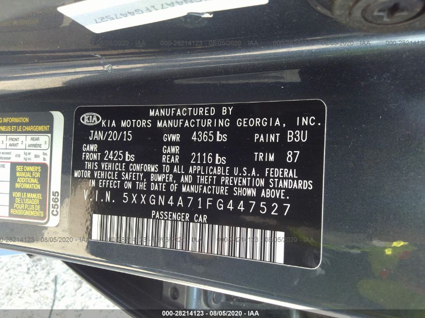 2015 KIA OPTIMA EX 5XXGN4A71FG447527
