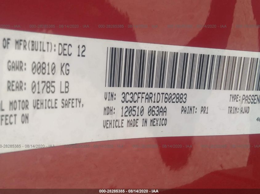 2013 FIAT 500 POP 3C3CFFAR1DT602883