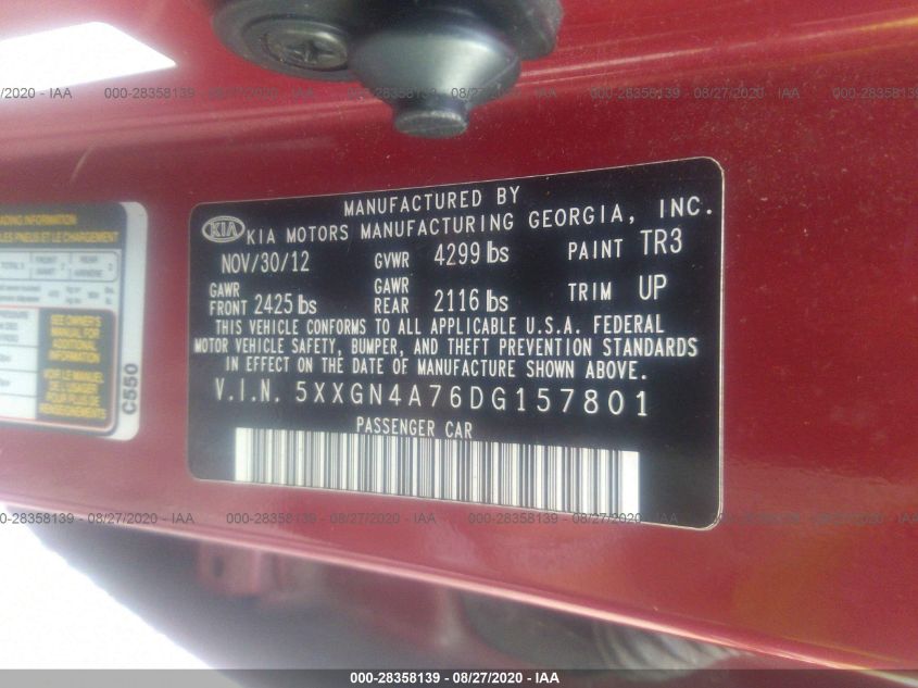 2013 KIA OPTIMA EX 5XXGN4A76DG157801