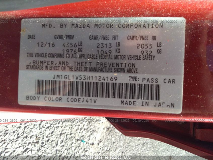 2017 MAZDA MAZDA6 TOURING JM1GL1V53H1124169