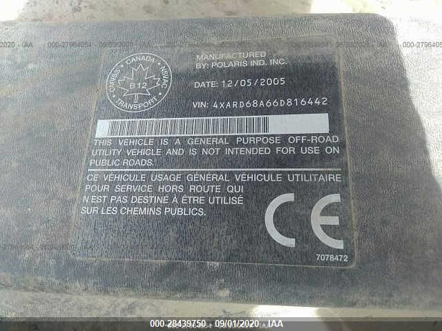 2006 POLARIS RANGER XP 4XARD68A66D816442