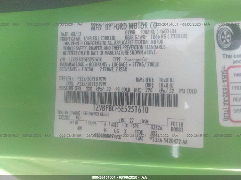 2014 FORD MUSTANG GT 1ZVBP8CF5E5251610