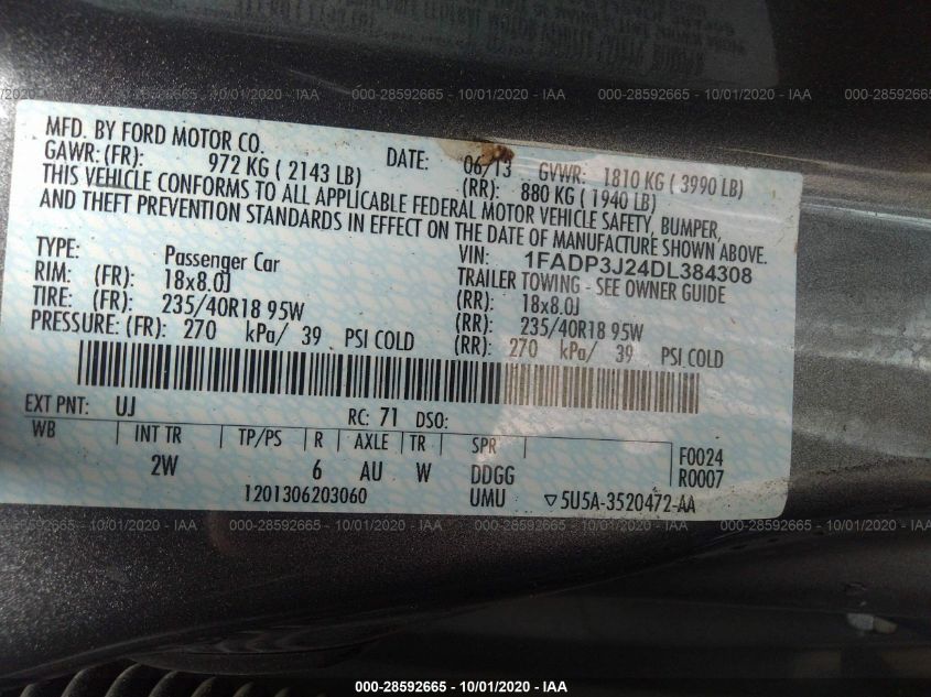 2013 FORD FOCUS TITANIUM 1FADP3J24DL384308