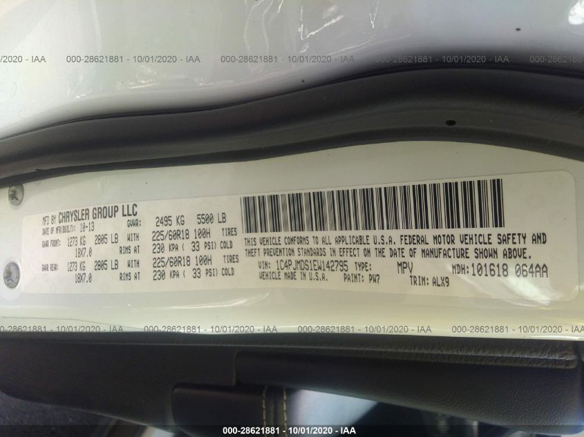 2014 JEEP CHEROKEE LIMITED 1C4PJMDS1EW142795