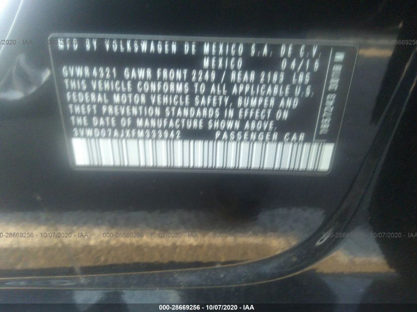 2015 VOLKSWAGEN JETTA SEDAN 1.8T SE 3VWD07AJXFM333942