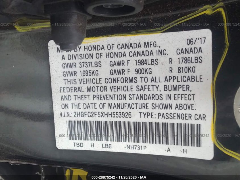 2017 HONDA CIVIC SEDAN LX 2HGFC2F5XHH553926
