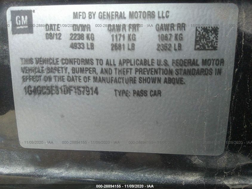 2013 BUICK LACROSSE LEATHER 1G4GC5E31DF157914