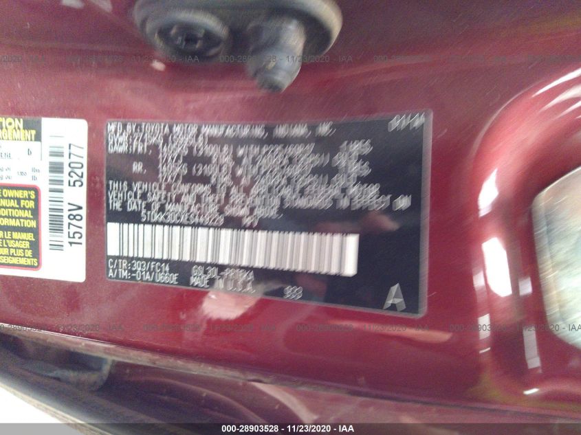 2014 TOYOTA SIENNA LE 5TDKK3DCXES449229
