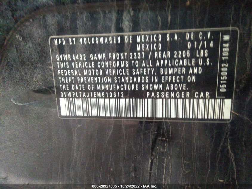 2014 VOLKSWAGEN JETTA SPORTWAGEN TDI W/SUNROOF 3VWPL7AJ1EM610612