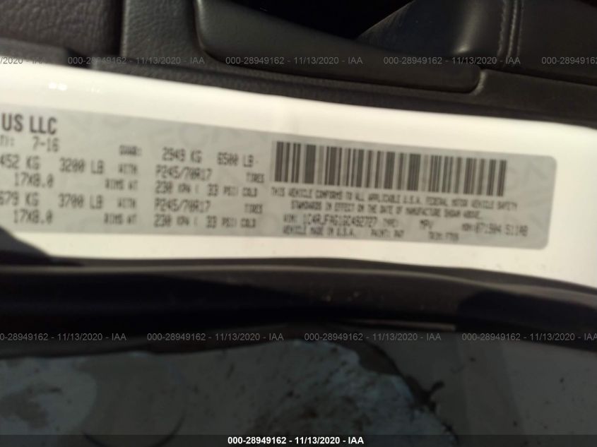 2016 JEEP GRAND CHEROKEE LAREDO 1C4RJFAG1GC492727