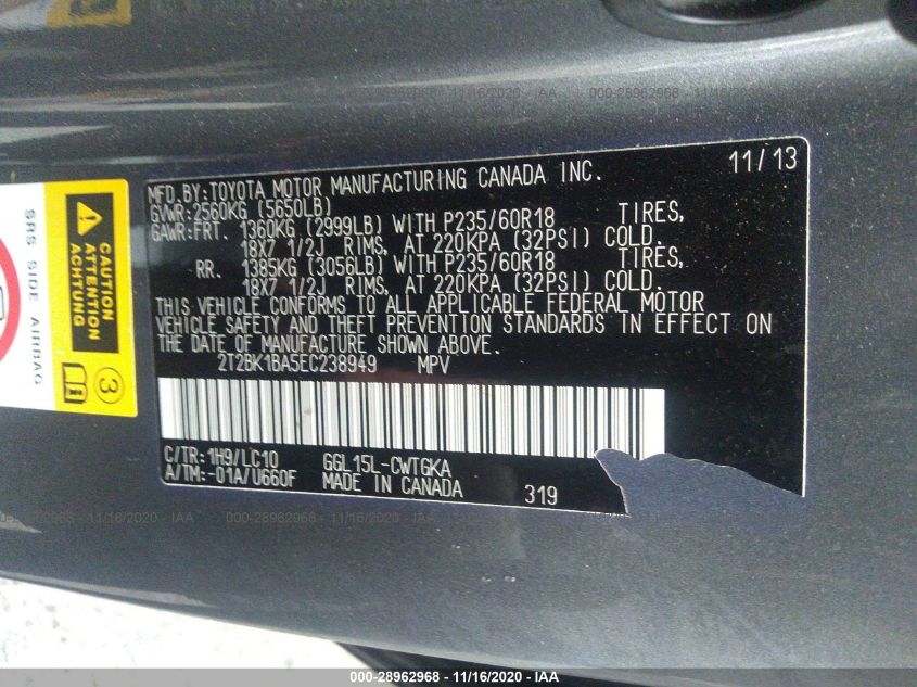 2014 LEXUS RX 350 2T2BK1BA5EC238949