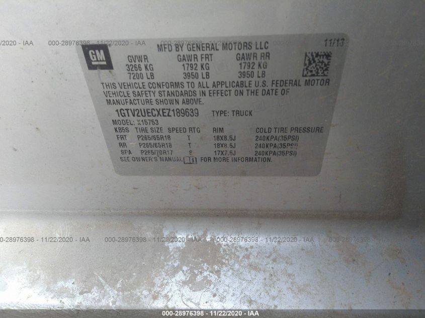 2014 GMC SIERRA 1500 SLE 1GTV2UECXEZ189639
