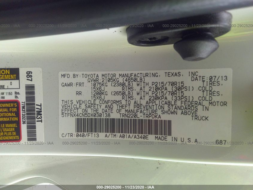 2013 TOYOTA TACOMA 5TFNX4CN5DX030138
