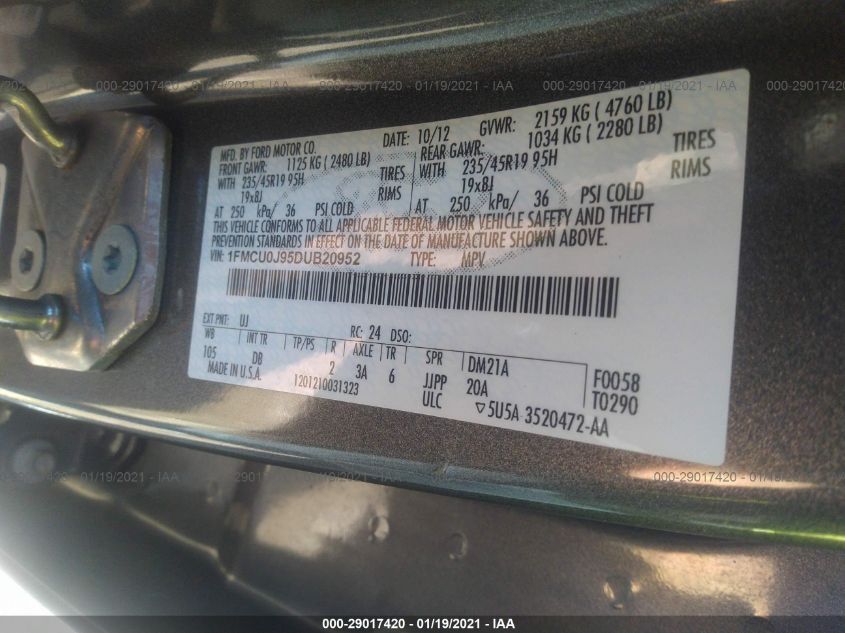 2013 FORD ESCAPE TITANIUM 1FMCU0J95DUB20952