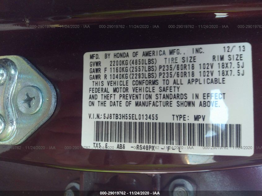 2014 ACURA RDX 5J8TB3H55EL013455