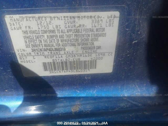 2013 NISSAN VERSA SV 3N1CN7AP4DL860319