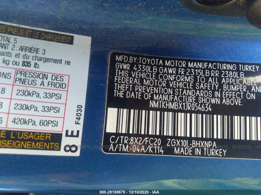 2018 TOYOTA C-HR XLE NMTKHMBX1JR054634