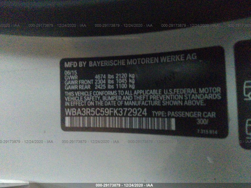 2015 BMW 4 SERIES 435I XDRIVE WBA3R5C59FK372924