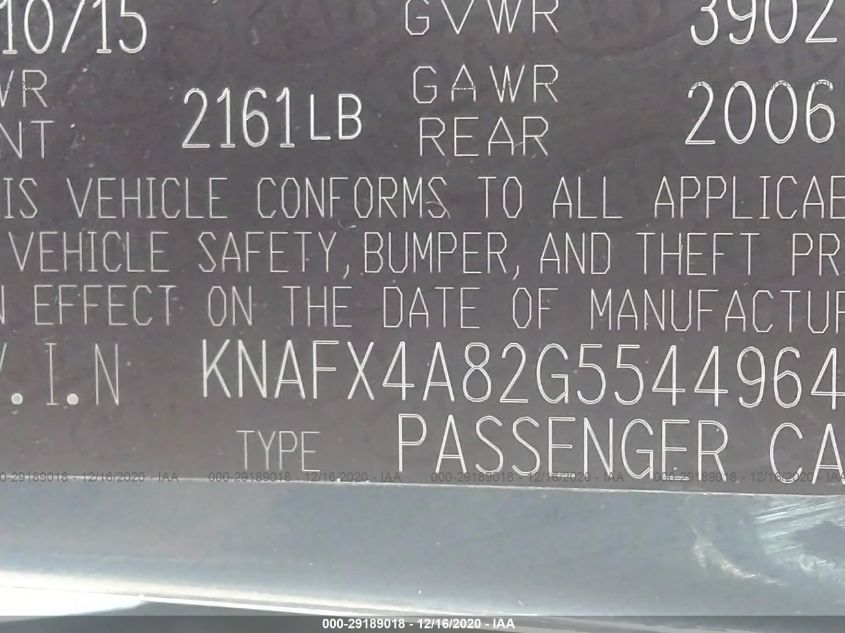 2016 KIA FORTE EX KNAFX4A82G5544964