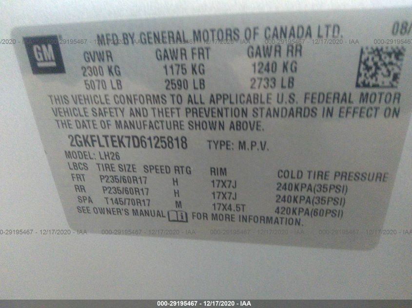 2013 GMC TERRAIN SLE 2GKFLTEK7D6125818