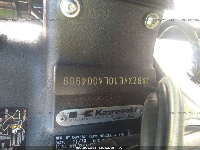 2020 KAWASAKI ZX1002 JKBZXVE10LA004989