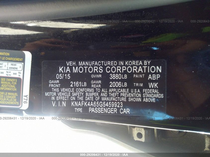 2016 KIA FORTE LX KNAFK4A65G5459923