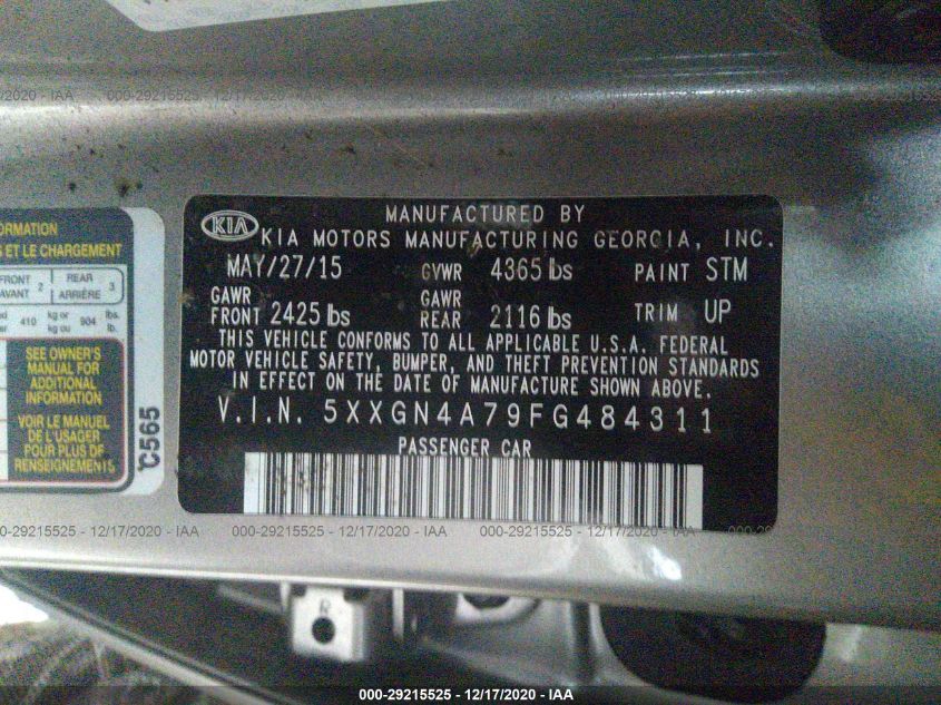 2015 KIA OPTIMA EX 5XXGN4A79FG484311