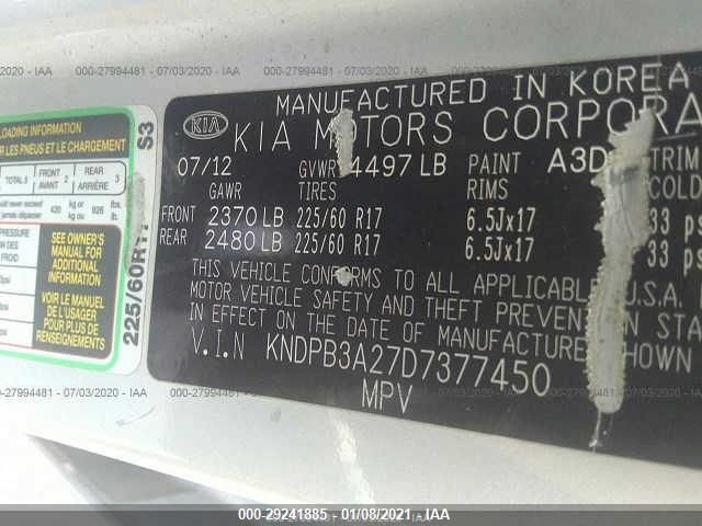 2013 KIA SPORTAGE LX KNDPB3A27D7377450